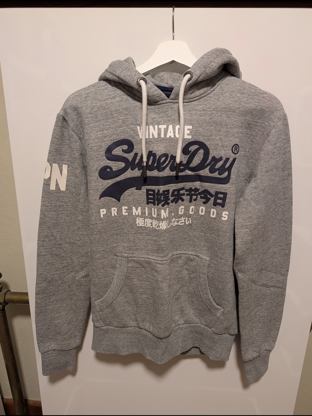 Superdry Grey Hooded Sweatshirt with Navy Logo